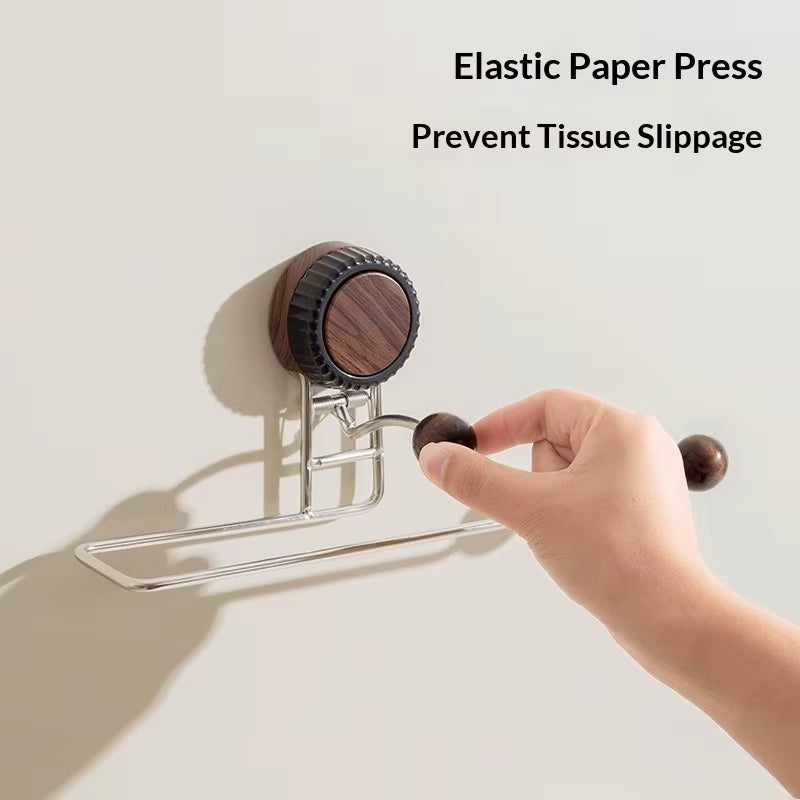 Stainless Steel Towel Holder Wall-Mounted Non-Piercing Base Vertical Paper Dispenser Kitchen Toilet Paper Holder Stand