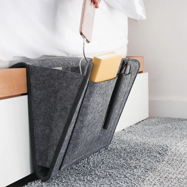1Pc Felt Bedside Storage Organizer Phone Book Magazine Holder Pockets Hanging Storage Bag Baby Tissue Box for Bed Sofa Side Pouc