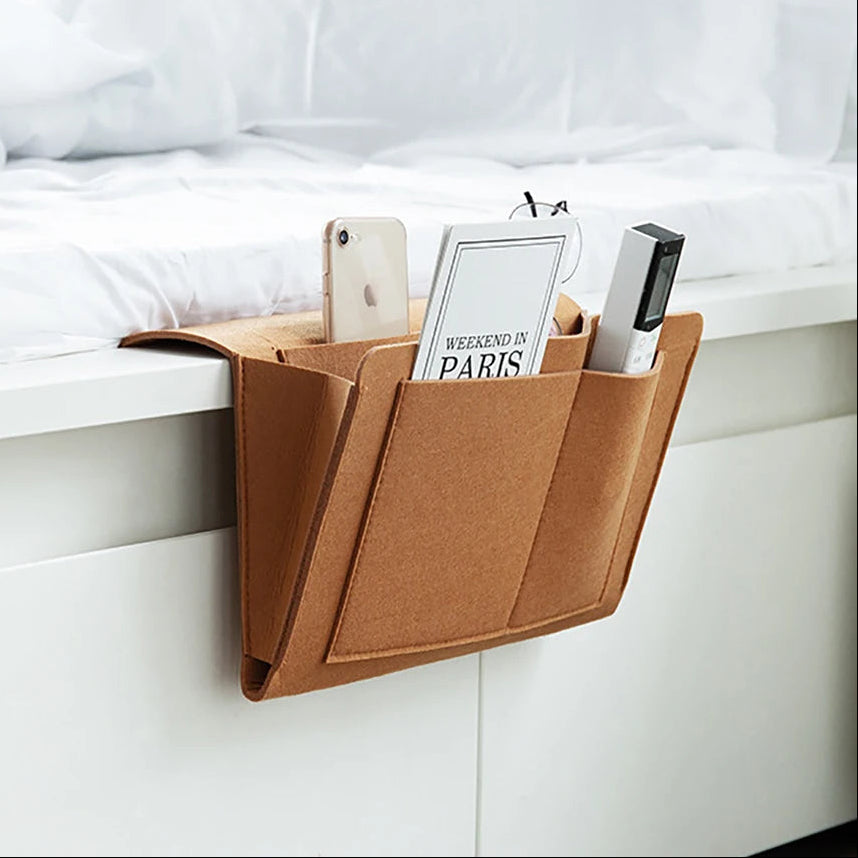1Pc Felt Bedside Storage Organizer Phone Book Magazine Holder Pockets Hanging Storage Bag Baby Tissue Box for Bed Sofa Side Pouc