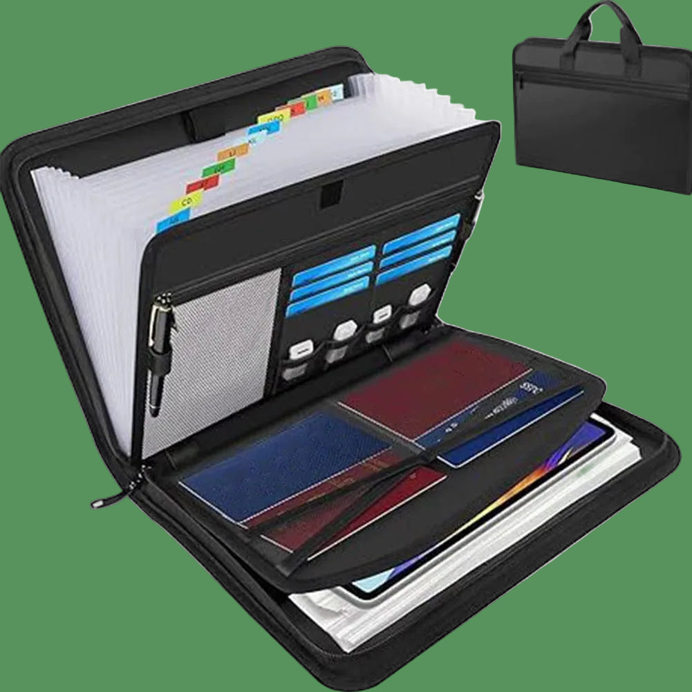 A4 Zipper File Bag Waterproof Fireproof Document Bag Foldable Accordion File Pouch Large Capacity Document Storage Bag