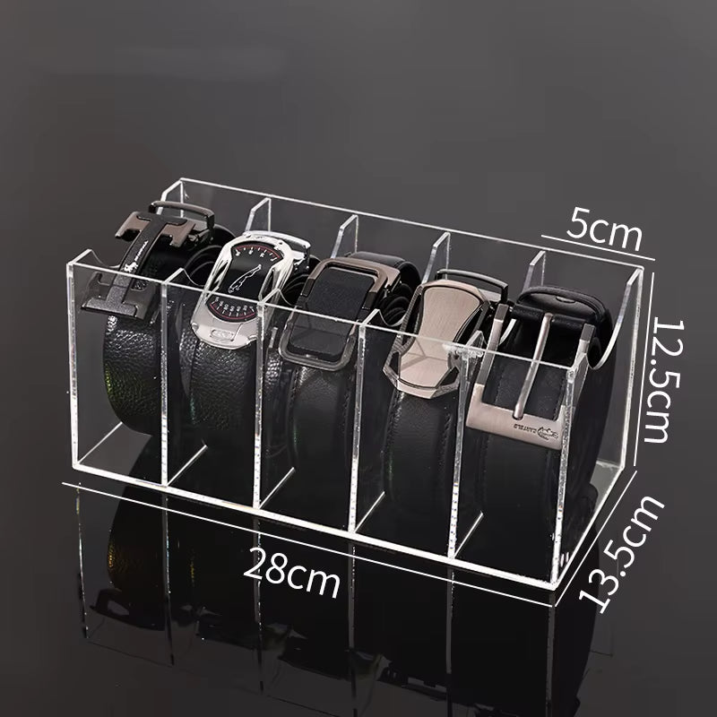 3/5/7 Grid Belt Organizer Boxes,Acrylic Belt Storage Holder for Closet,Display Case for Tie,Bow Tie,Belt Storage Rack & Display