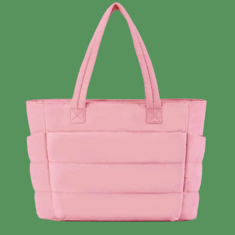 Women'S Bubble Tote Bag Cotton Padded Female Quilting Puffy Handbag Shoulder Shopper Solid Color Handle Bag Versatile Daily Bags