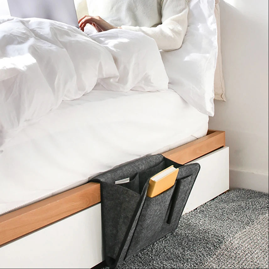 1Pc Felt Bedside Storage Organizer Phone Book Magazine Holder Pockets Hanging Storage Bag Baby Tissue Box for Bed Sofa Side Pouc