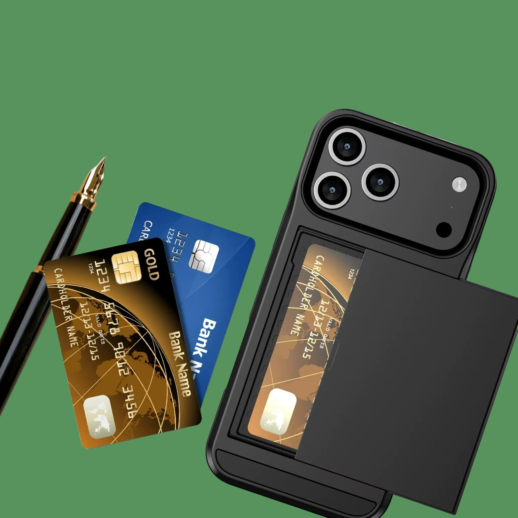 Case for Iphone 17 Pro Max 16 Pro Max 15 Pro 15 14 13 12 Wallet Card Holder Slide Slot Slim Hard PC Heavy Duty Protective Covers