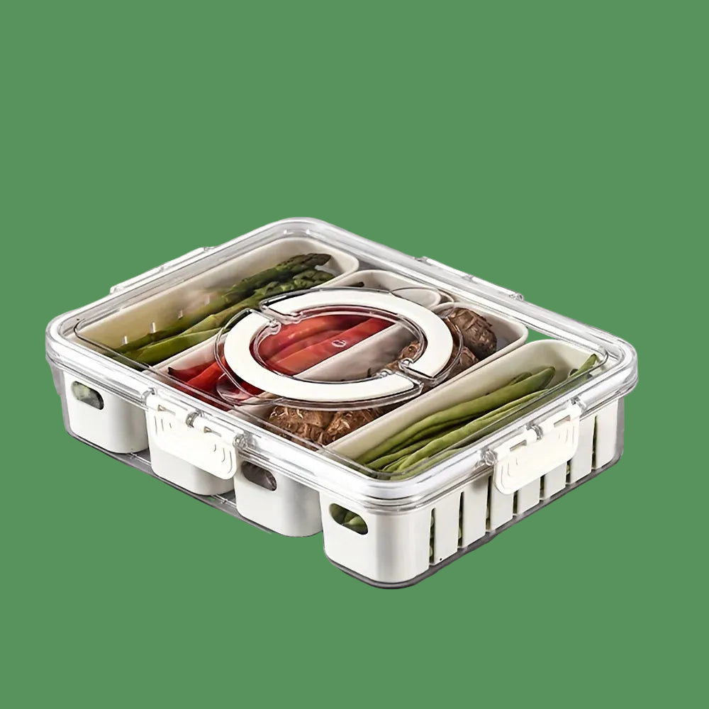 4Grid /8 Grid Snack Box Container, Portable Travel Charcuterie Board with Lid, Refrigerator Food Storage Box, Snack Organizer