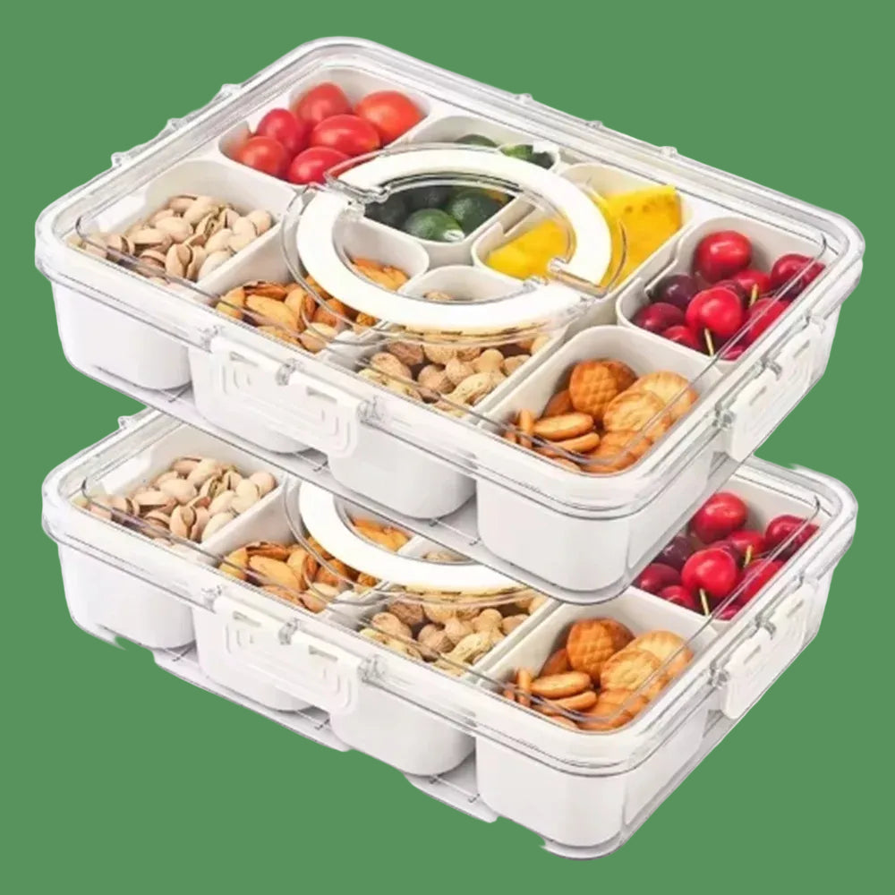 4Grid /8 Grid Snack Box Container, Portable Travel Charcuterie Board with Lid, Refrigerator Food Storage Box, Snack Organizer
