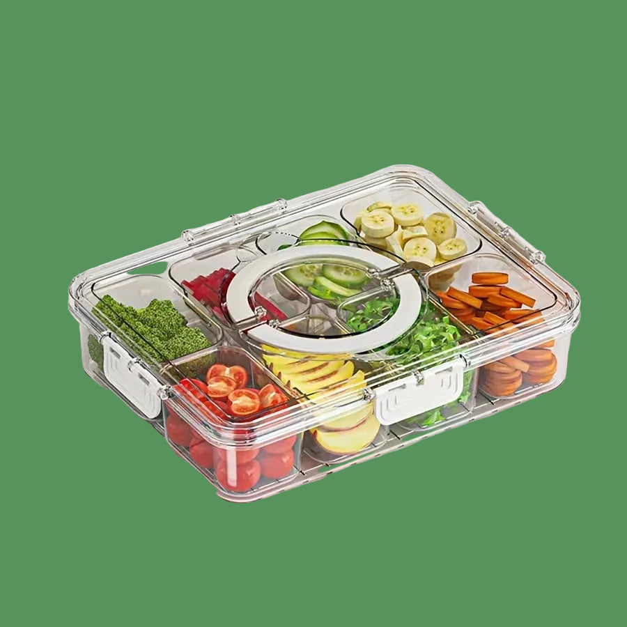 4Grid /8 Grid Snack Box Container, Portable Travel Charcuterie Board with Lid, Refrigerator Food Storage Box, Snack Organizer