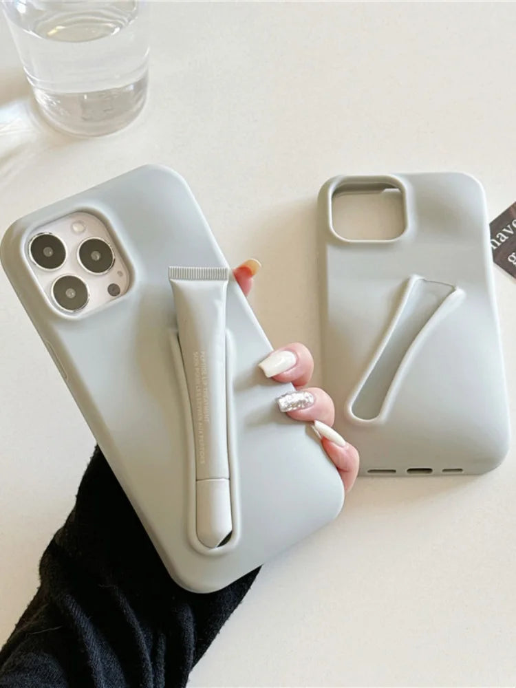 Silicone Lip Gloss Holder Phone Case for iPhone