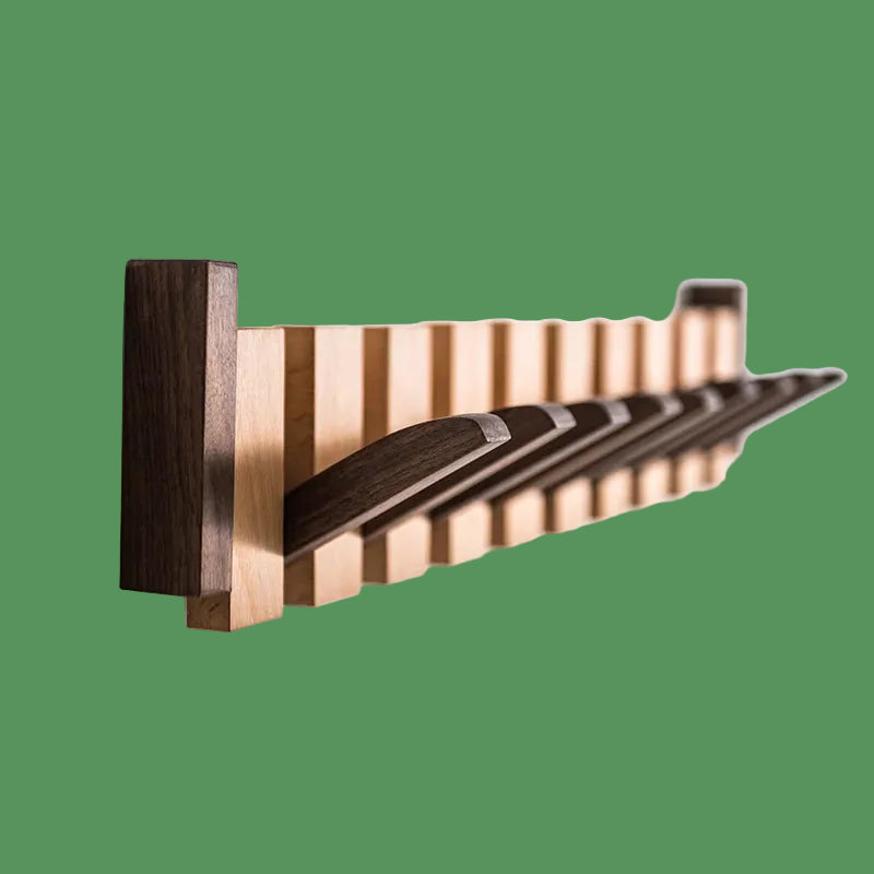Wooden Beech Walnut Hanger Hidden Decoration Wall Hanging Row Hook Imitation Piano Button Design Doorway Coat Rack Minimalist