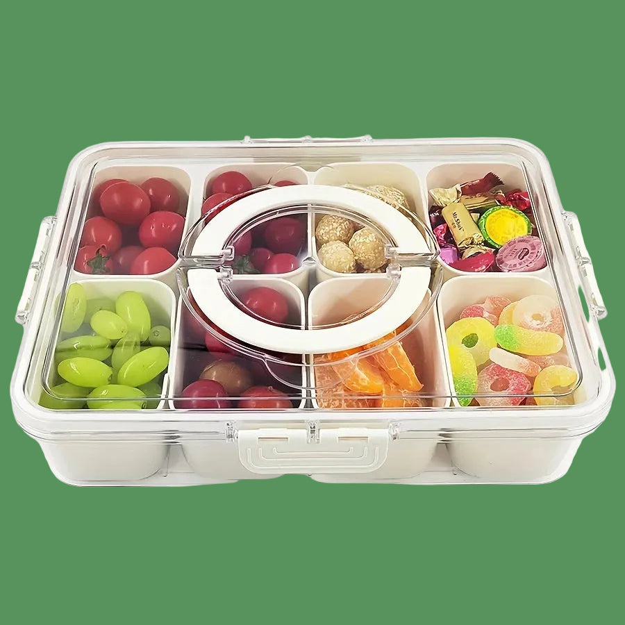 4Grid /8 Grid Snack Box Container, Portable Travel Charcuterie Board with Lid, Refrigerator Food Storage Box, Snack Organizer