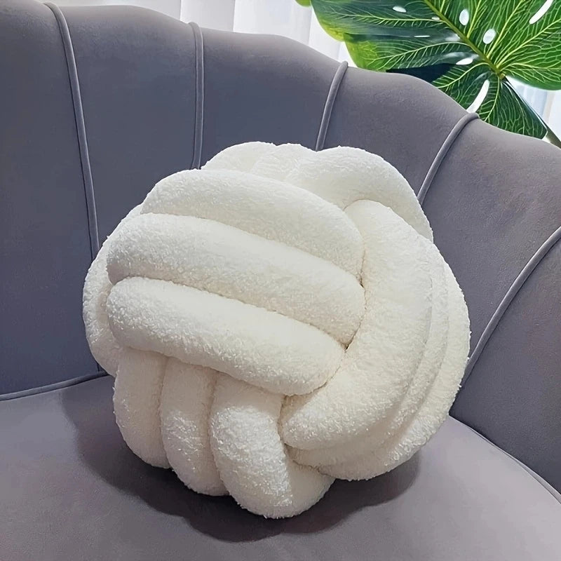 1Pc round Knot Throw Pillow Home Decorative Ball Pillow Soft,Knot Pillow Ball, Knotted Pillow for Living Room Bed Couch Sofa