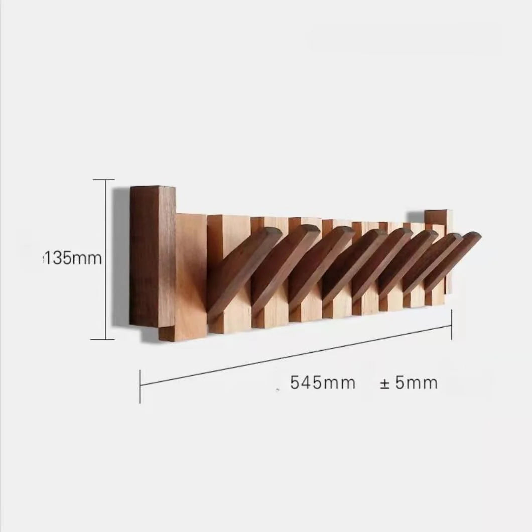 Wooden Beech Walnut Hanger Hidden Decoration Wall Hanging Row Hook Imitation Piano Button Design Doorway Coat Rack Minimalist