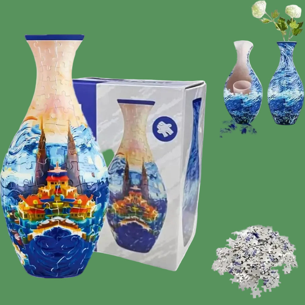 160 Curved Plastic Puzzle 3D Puzzlef Flower Vase Flower Arrangements 160 Pieces 3D Art Puzzle Vase Housewarming Gift DIY Arts