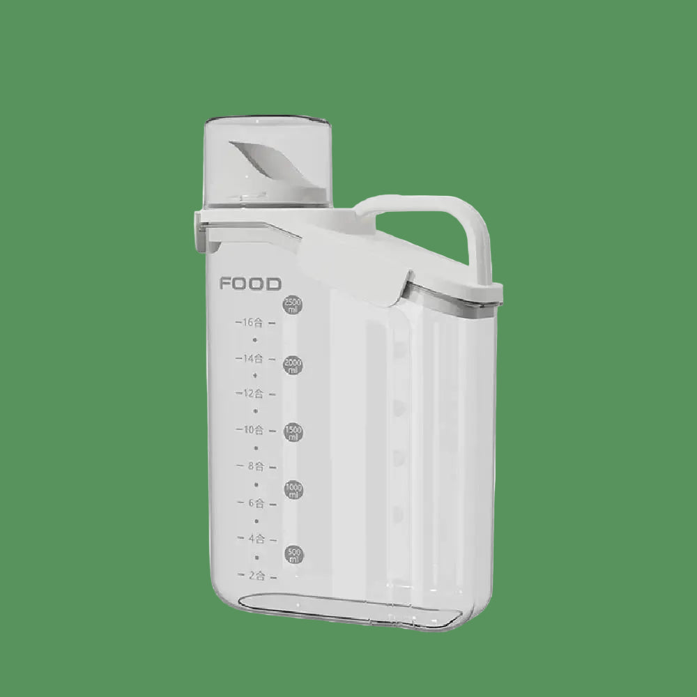 1Pc Cereal Containers Storage, Airtight Grain Jar with Measuring Cup Kitchen Organizers for Oatmeal, Grain, Flour, Pet Food