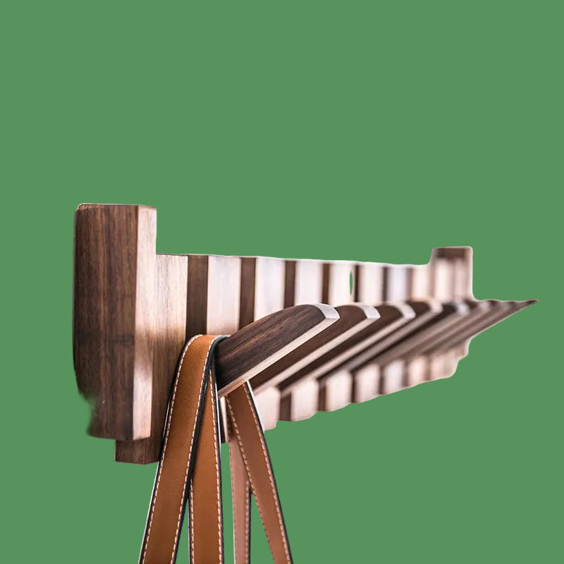 Wooden Beech Walnut Hanger Hidden Decoration Wall Hanging Row Hook Imitation Piano Button Design Doorway Coat Rack Minimalist