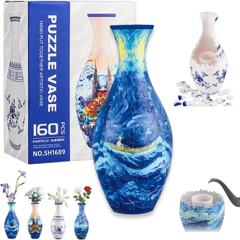 160 Curved Plastic Puzzle 3D Puzzlef Flower Vase Flower Arrangements 160 Pieces 3D Art Puzzle Vase Housewarming Gift DIY Arts