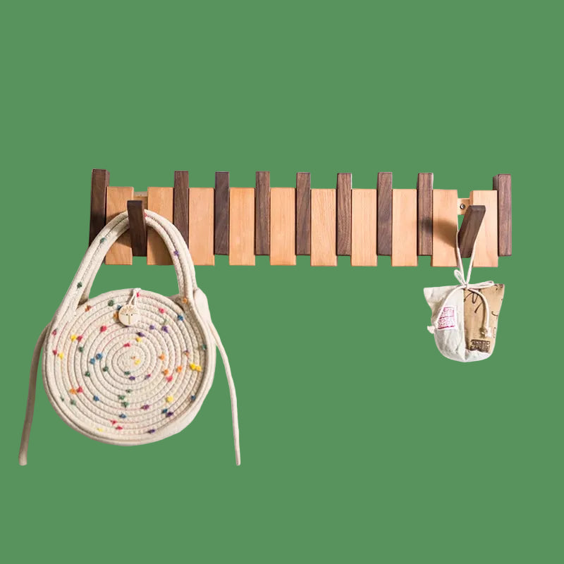 Wooden Beech Walnut Hanger Hidden Decoration Wall Hanging Row Hook Imitation Piano Button Design Doorway Coat Rack Minimalist