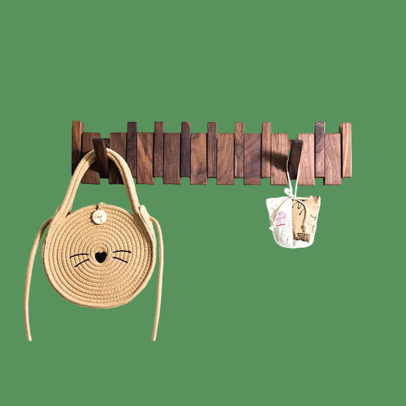 Wooden Beech Walnut Hanger Hidden Decoration Wall Hanging Row Hook Imitation Piano Button Design Doorway Coat Rack Minimalist