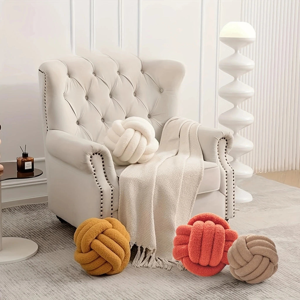 1Pc round Knot Throw Pillow Home Decorative Ball Pillow Soft,Knot Pillow Ball, Knotted Pillow for Living Room Bed Couch Sofa
