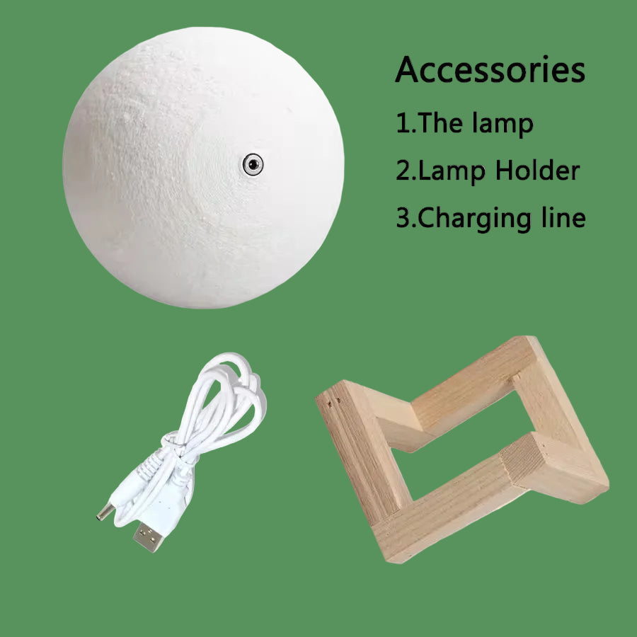 Dropship 3D Print Rechargeable Moon Lamp LED Night Light Creative Touch Switch Moon Light for Bedroom Decoration Birthday Gift