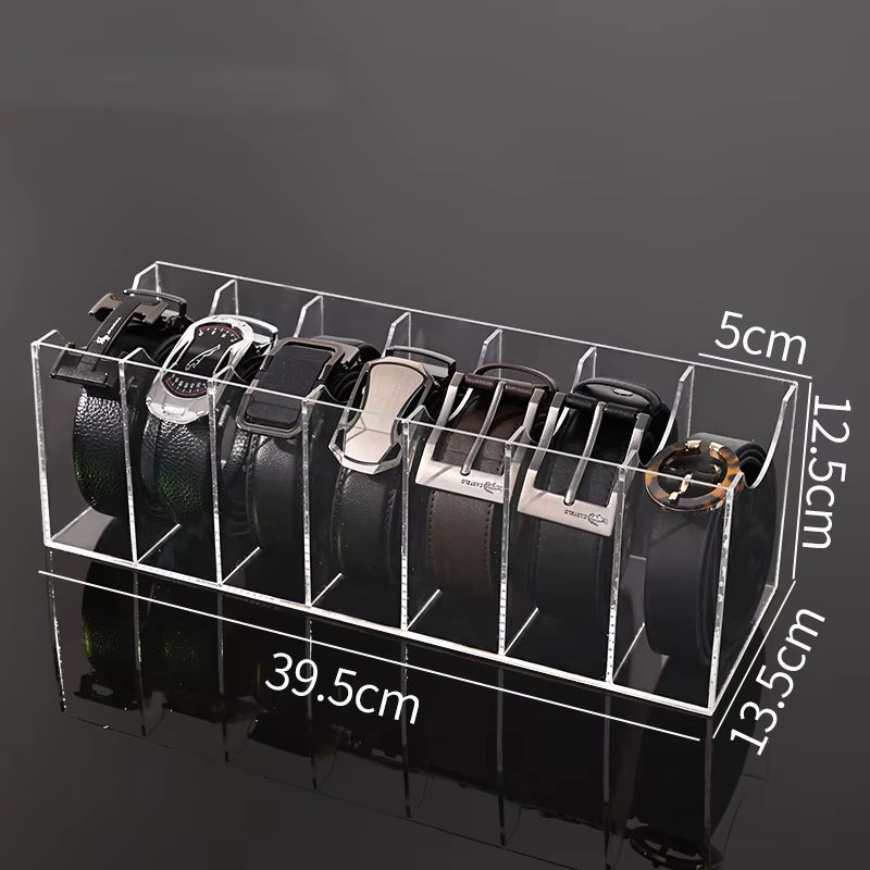 3/5/7 Grid Belt Organizer Boxes,Acrylic Belt Storage Holder for Closet,Display Case for Tie,Bow Tie,Belt Storage Rack & Display